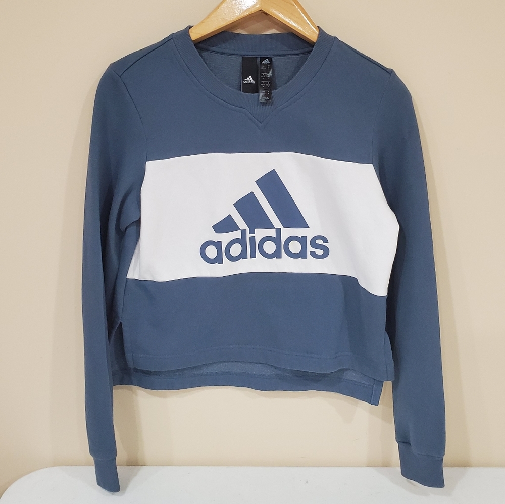 Adidas Soft Baby Blue Cropped Crewneck Sweatshirt